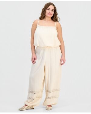 And Now This Trendy Plus Size Cotton Gauze Balloon Pants - Natural