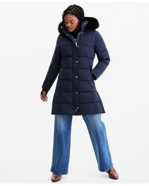 Tommy Hilfiger Faux-fur-trim Hooded Puffer Coat - Blue