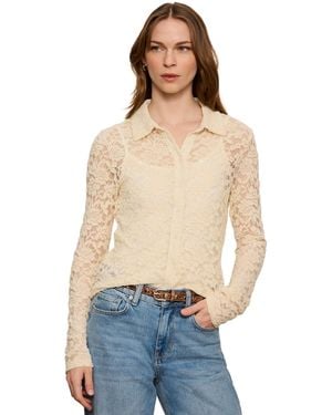 Sanctuary Dreamer Long-sleeve Lace Blouse - Blue