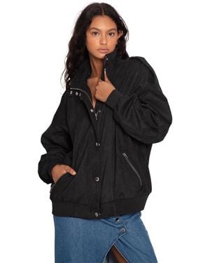 Belle & Bloom Most Wanted Suede Bomber Jacket - Black