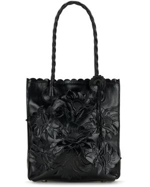 Patricia Nash Charline Cavo Tooled Applique Leather Small Tote Handbag - Black