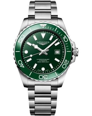 Longines Hydroconquest Silver Stainless Steel Bracelet Watch 42mm - Green