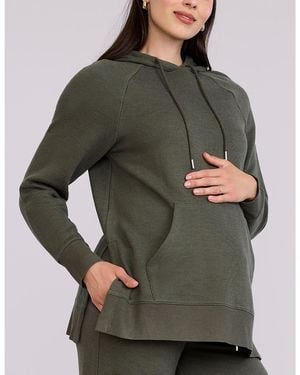 Motherhood Maternity Relaxed Fit Tunic Maternity Hoodie - Gray