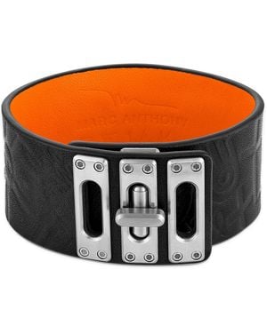 Bulova Marc Anthony Black Leather Strap Bracelet - Orange