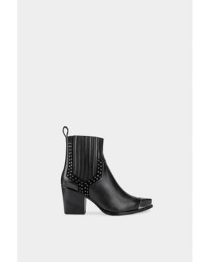 Dante Exclusive Leather Ankle Boots Firehouse With Metal Tip - White