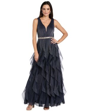 green emerald velvet dress RM RICHARDS 1892 SEQUIN BODICE TIERED SKIRT LONG SLEEVELESS GOWN