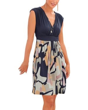 Lascana Printed Wrap Look Dress - Blue