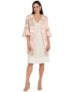 R & M Richards Petite Printed Jacket Dress - Pink