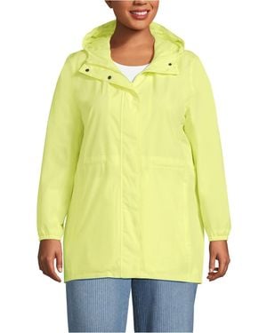 Lands' End Plus Size Squall Packable Waterproof Raincoat - Yellow