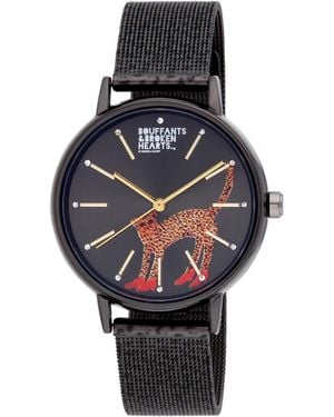 Kendra Dandy Quartz Bouffants And Broken Hearts Mesh Alloy Watch 36mm - Black