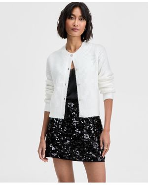 On 34th Lurex Rhinestone-button Cardigan - White