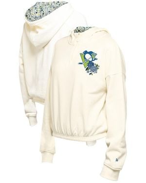 KTZ Vegas Golden Knights Glam Game Quarter-zip Cropped Floral Pullover Hoodie - White