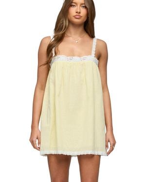 Edikted Hipla Contrast Lacey Cotton Dress - Yellow