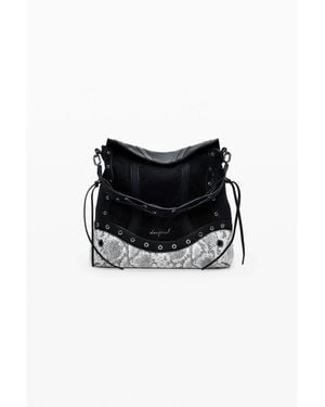 Desigual Medium Convertible Snake Backpack - Black