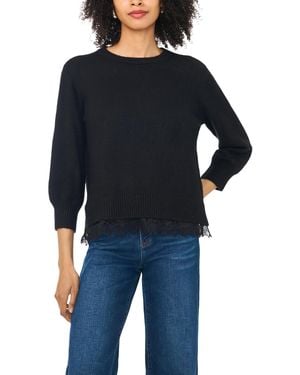 Vince Camuto Chenille Embroidery 3/4-length Sleeve Sweater - Blue