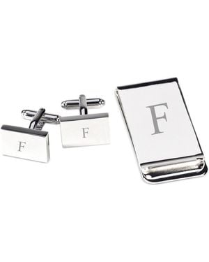 Bey-berk Silver Plated Cufflinks And Money Clip Set - Metallic