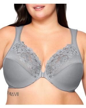 Glamorise Plus Size Front-closure Cotton Wonder Underwire Bra #1241 - Gray