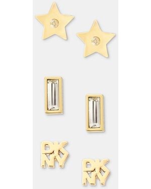 DKNY Gold-tone Star Trio Stud Earrings - Metallic