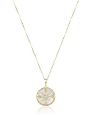 The Lovery Mother Of Pearl Compass Necklace 14k Gold-plated Sterling Silver - Metallic