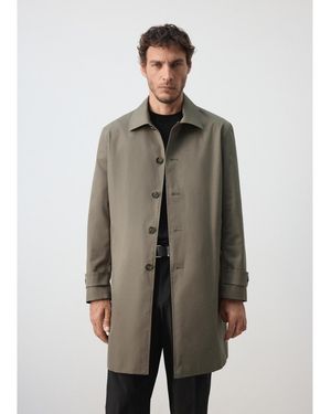 Mango Water-repellent Straight-fit Mid-length Trench Coat - Gray