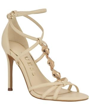 Guess Chaella Embelished Strappy Stilleto Dress Sandals - Natural