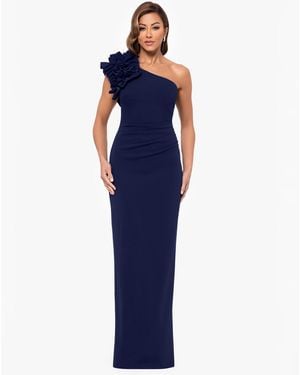 Xscape One-shoulder Ruffle Ball Gown - Blue