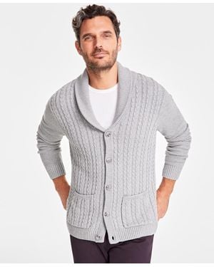 Club Room Chunky Shawl Collar Cardigan Sweater - Gray