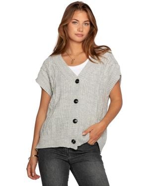 Belle & Bloom Rosette Oversized Knitted Vest - Gray