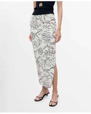 Mango Slit Printed Long Skirt - Multicolor