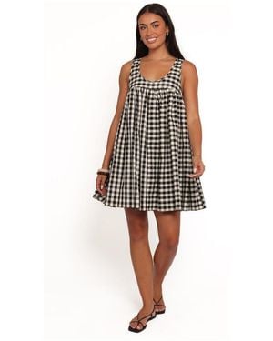 Petal & Pup Atria Gingham Scoop-neck Mini Dress - White