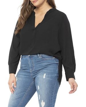 Eloquii Plus Size Mandarin Collar Tunic - Black