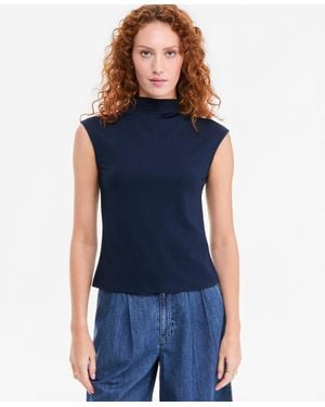 On 34th Funnel Neck Sleeveless T-shirt - Blue