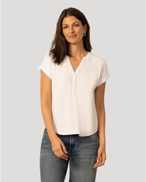 Cable & Gauge Smocked Shoulder Tee - White