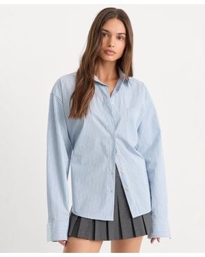 GOOD AMERICAN Oversized Collared Shirt - Blue