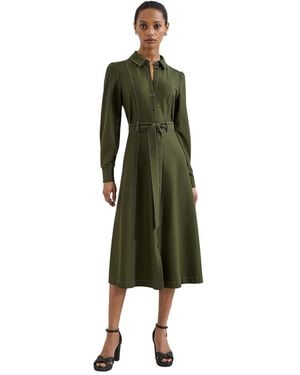 Phase Eight Avenly Long Sleeve Belted Midi Shirt Dress - Green