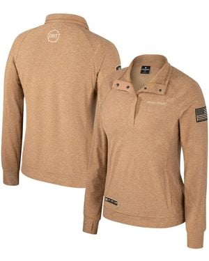 Colosseum Athletics Penn State Nity Lions Oht Military Appreciation Sand Tatum Quarter-snap Raglan Jacket - Natural