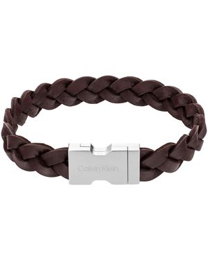 Calvin Klein Leather Industrial Hardware Bracelet - Brown