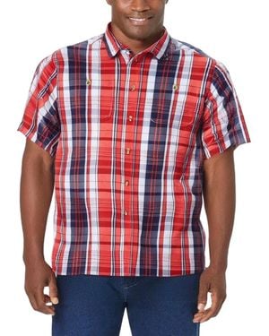 Kingsize Big & Tall Short-sleeve Plaid Shirt - Red