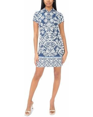 Msk Floral Jersey Front-zip Sleeveless Dress in Red | Lyst