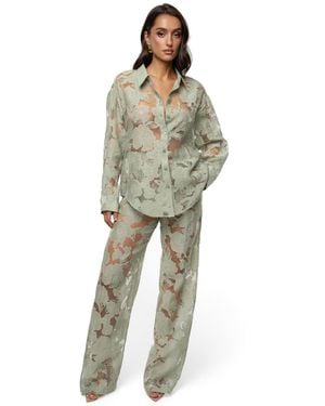 JLUXLABEL Organza Floral Pant - Green
