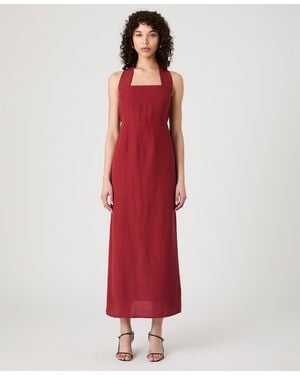 French Connection Birdie Linen-blend Halter-neck Midi Dress - Red