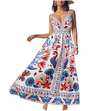 CUPSHE Blooming Floral Maxi Beach Dress - White