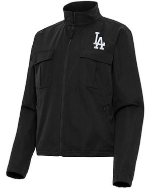 Antigua Los Angeles Dodgers Even Par Full-zip Jacket - Black