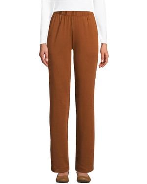 Lands' End Petite Sport Knit High Rise Pants - Brown