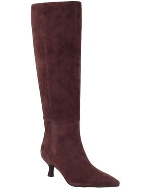 Calvin Klein Akenzie Suede Kitten Heel Tall Dress Boots - Red