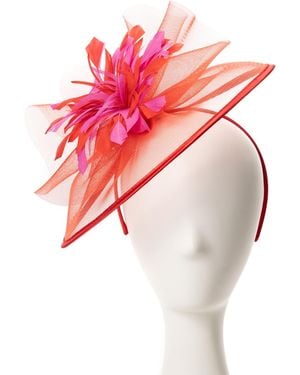 August Accessories Net Laye Fascinator Hat - Pink