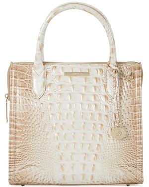 Brahmin Small Caroline Melbourne Embossed Leather Satchel - Natural