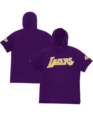 Mitchell & Ness Los Angeles Lakers Game Day Short Sleeve Pullover Hoodie - Purple