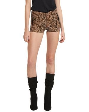 Blue Revival Mid-rise Leopard-print Mini Shorts - Black