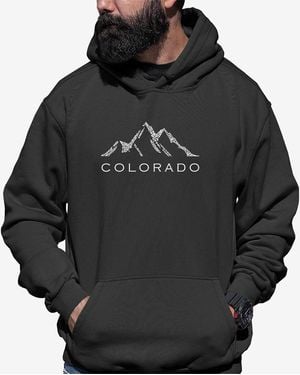 LA Pop Art Colorado Ski Towns Word Art Long Sleeve Hooded Sweatshirt - Black